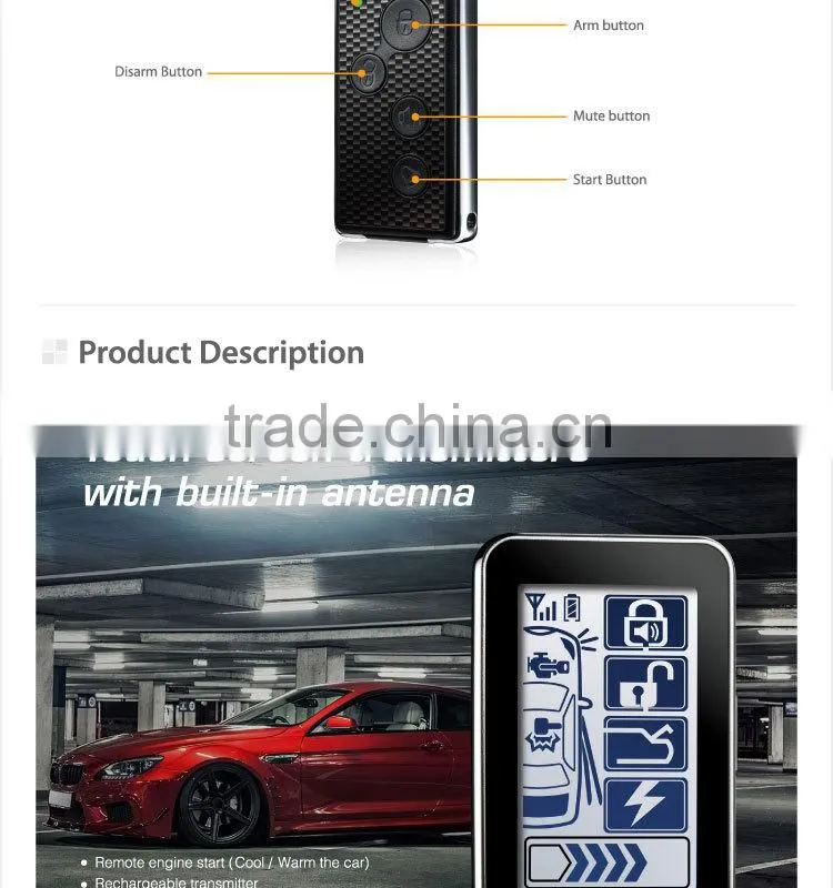 Steelmate T8209S remote engine start touch screen transmitter 2 way car alarm,car alarm system,anti-hijacking car alarm system