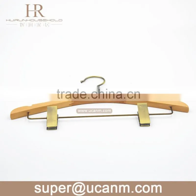 HRW-FF1GP wooden luxury clothes hanger,wooden clips hanger