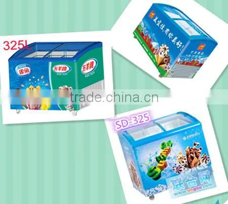 325L commercial display freezer ice cream freezer with CE for supermarket