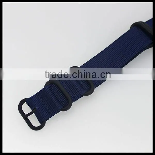 Nylon 1 piece woven zulu 5 rings buckle watch strap