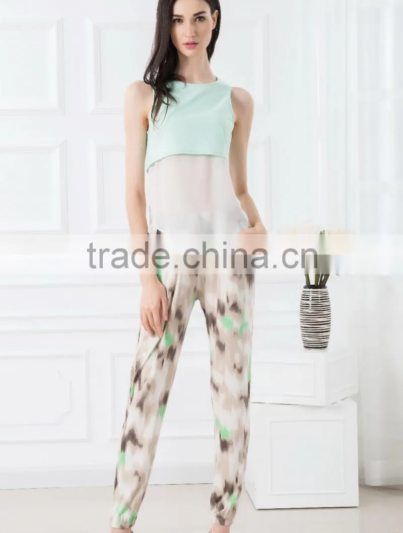 Cheap price woman tops and pants colour combination suits tank tops with pants fashion designs suits casual wear