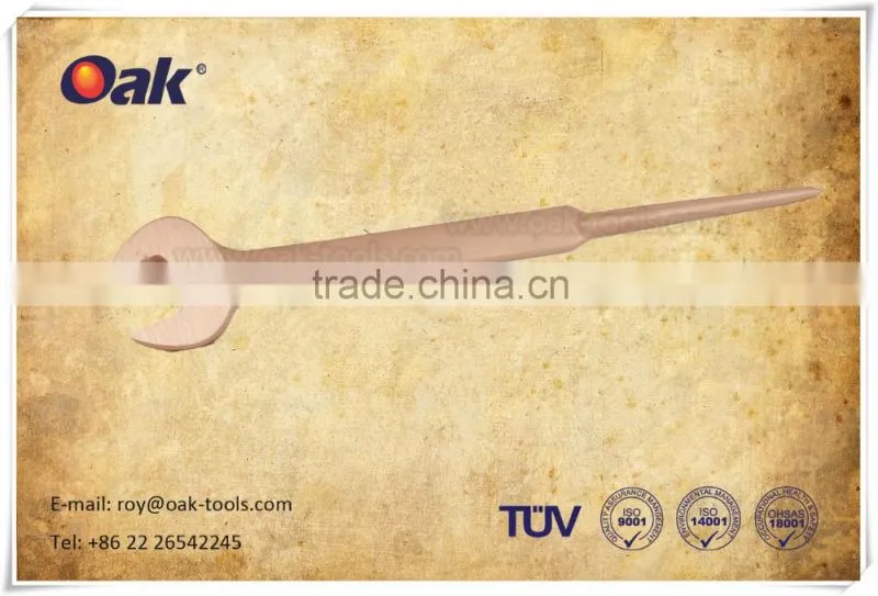 non-sparking beryllium copper open end construction wrench with pin