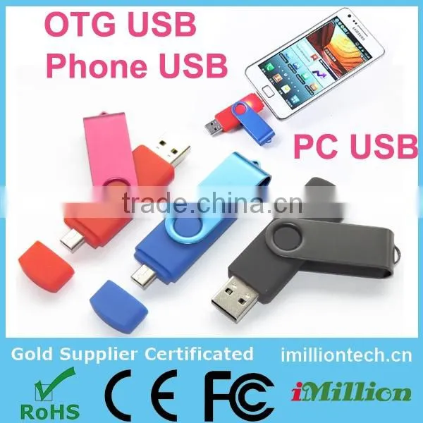 Wholesale plastic case swivel twister otg dual usb 2.0 usb otg flash drive