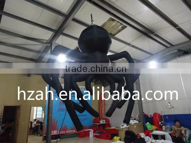 Giant Hanging Inflatable Black Spider for Halloween Decoration