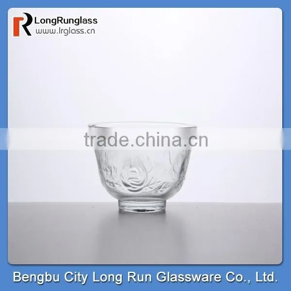 LongRun 9oz machinery made flower pressed elegant food bowl glass plates