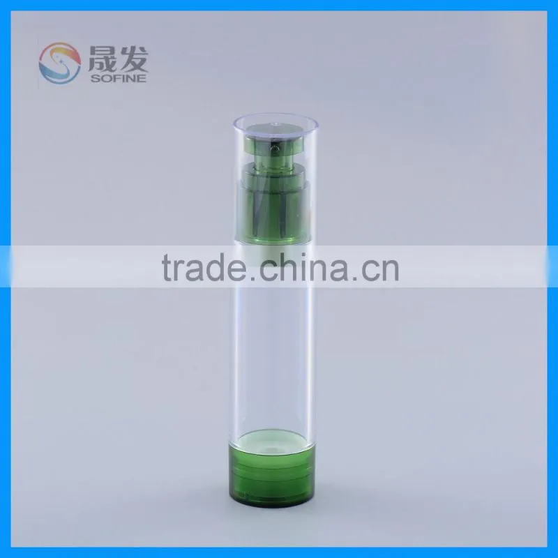 Clear cosmetic airless pump bottle