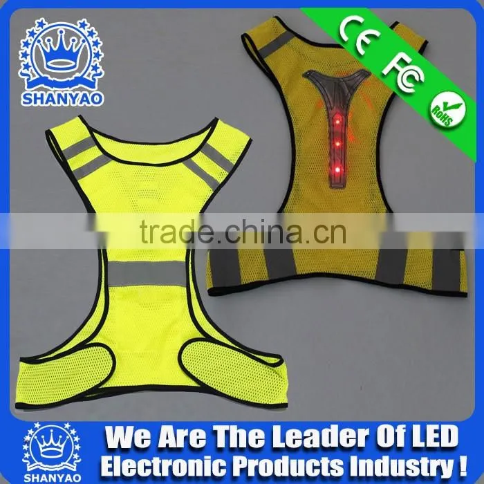 polyester Highly visible reflective LED warning vest/ safety LED roadway warning vest