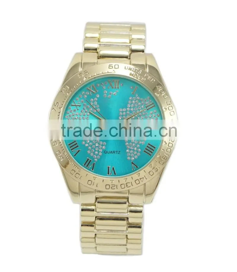 Hot selling fashion design colorful map dials good qiality alloy bracelet watches ladies women