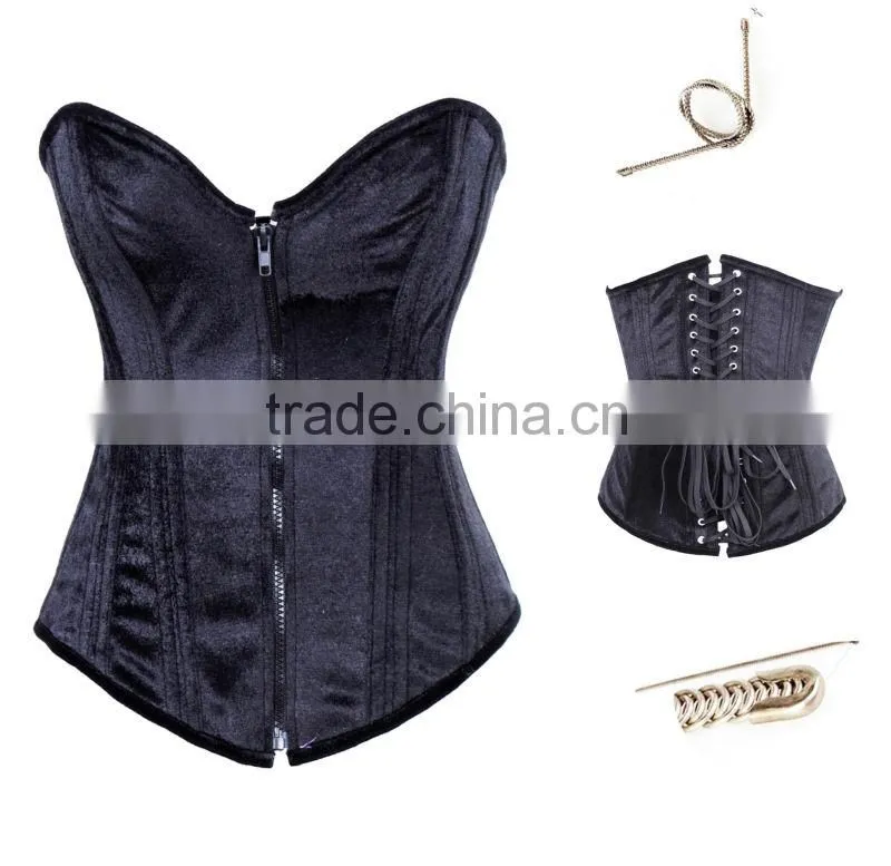 girls coffee zipper front sexy bustier top m1985