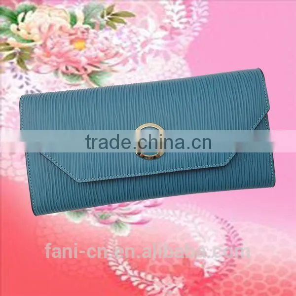 Elegant and stylish with snap fastener&zipper design clutch leather wallet for women