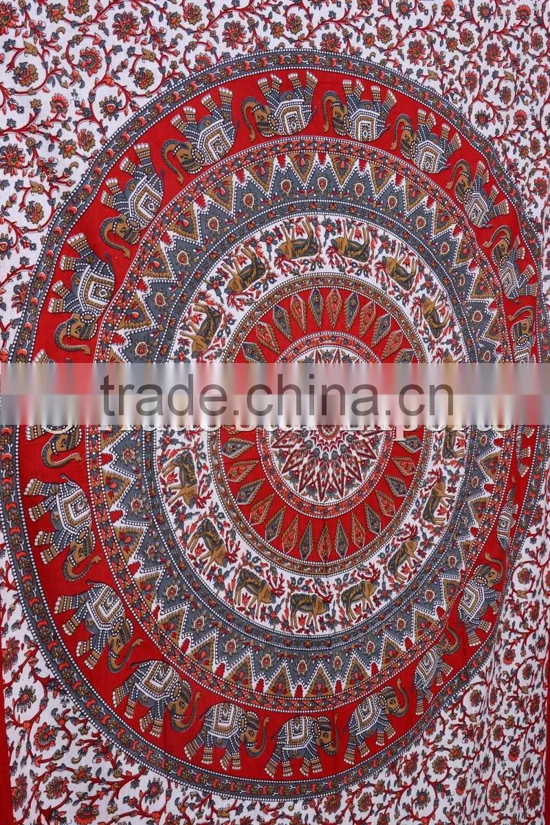 Twin Size Ombre Mandala With Elephant Wall Art Psychedelic Boho Hippie Wall Decor Tapestry