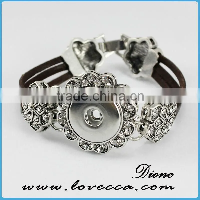 Mix style popular fashion bracelet rhinestone snap button jewelry