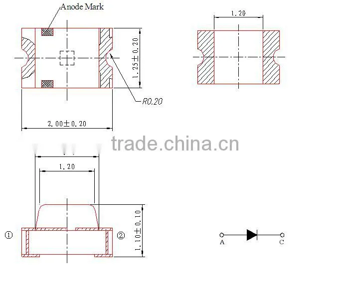 0.06W 515-535nm 464-476nm bule 0805 smd led specifications