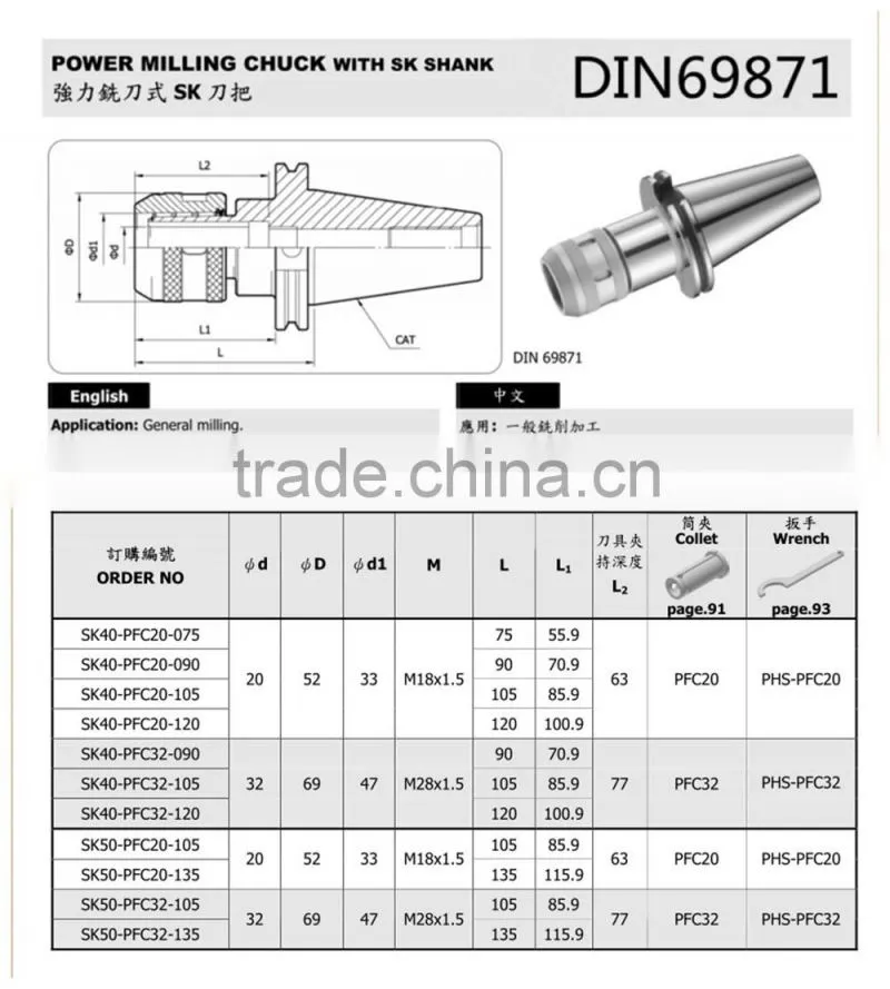 DAT50-C32-4.00 DAT50-C25 DAT50-C42 Powerful mill holder