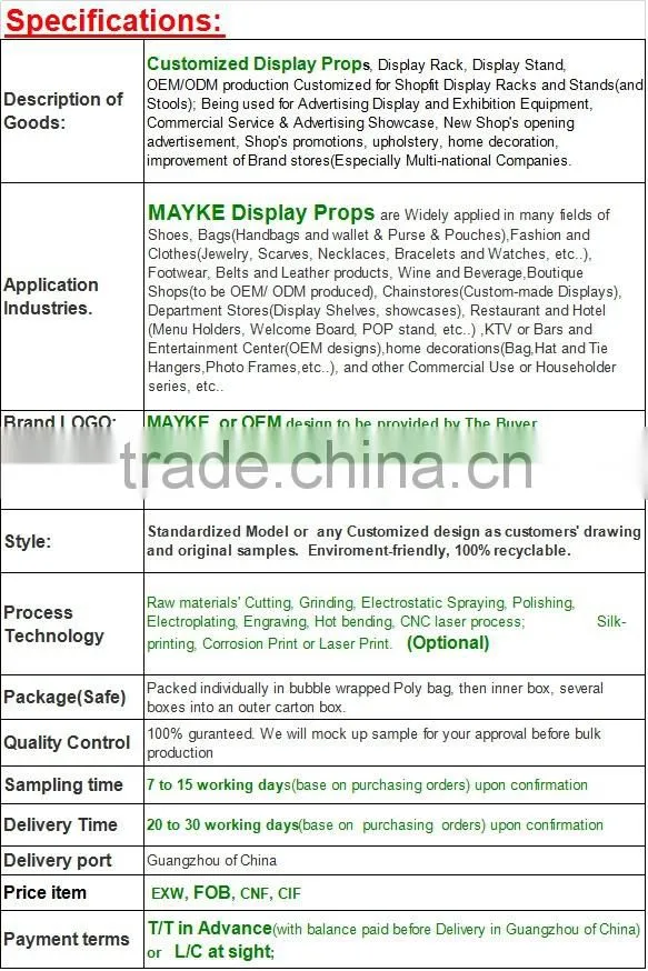 Stainless steel Shirt display ,Trade Show Equipment ,Shirt Display Rack Clothes display stand