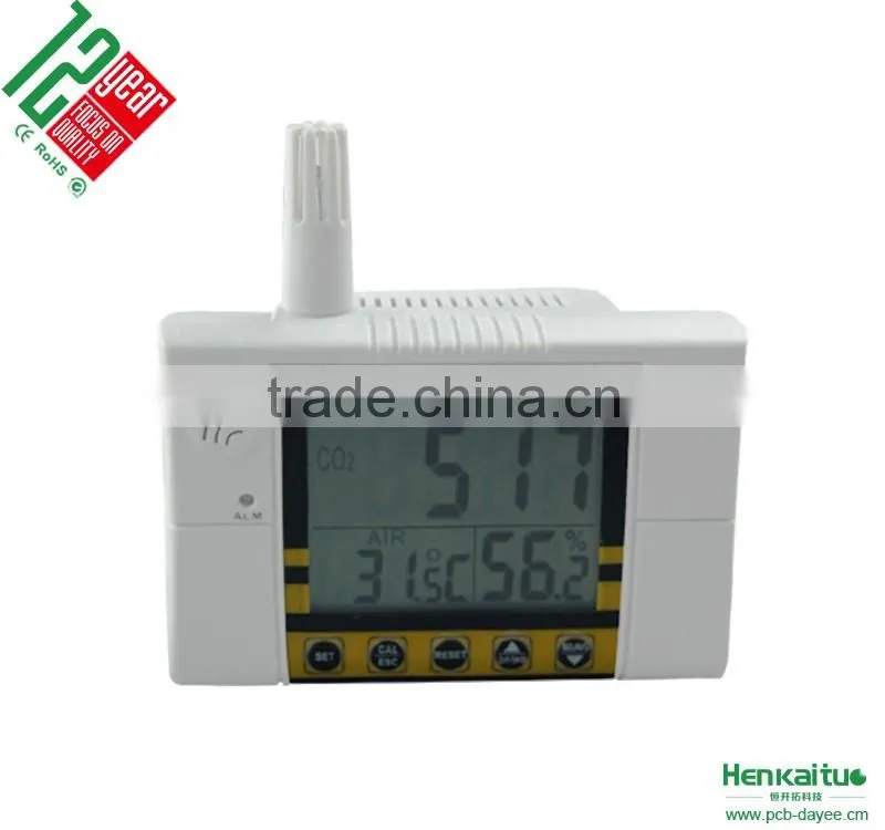 Wallmount Alarm CO2 Gas Detector Temperature Meter Hygrometer Monitor