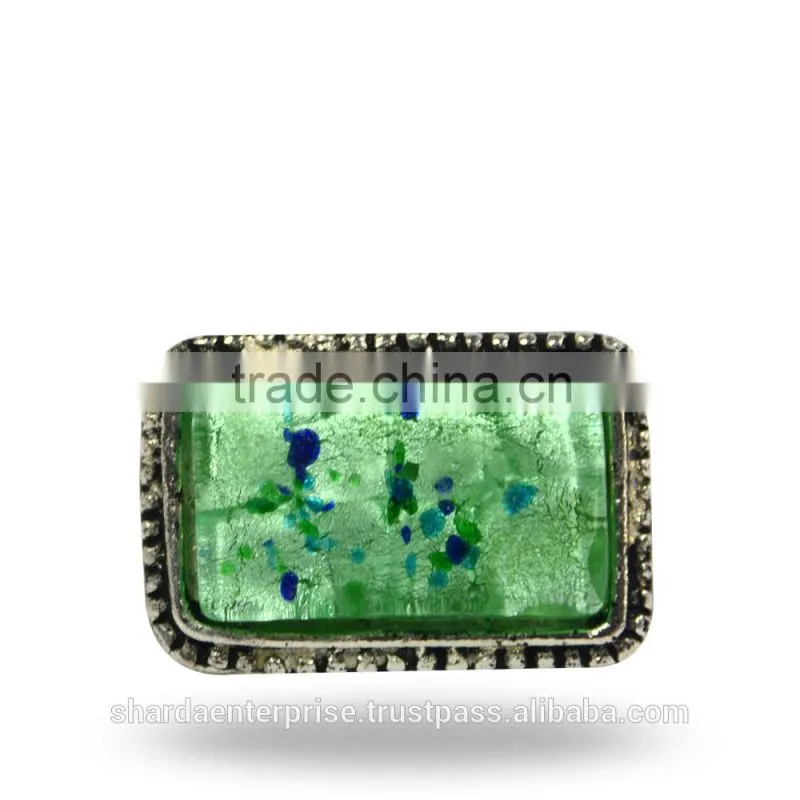 Metal & Glass square Knob (Pink)