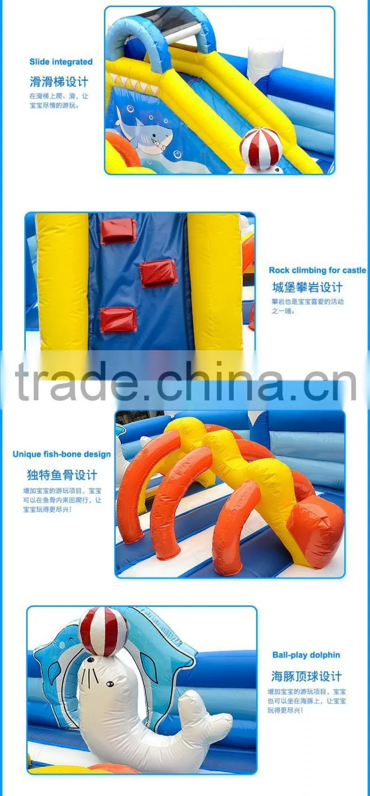 kids gymnastic inflatable jumping trampoline castle for sale
