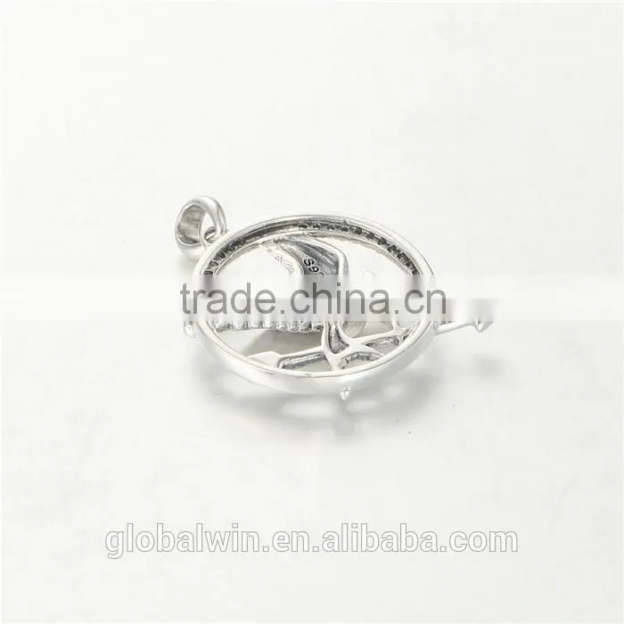Hot Selling Solid Silver Bird Arrow Clear CZ Pendant For Gay Men Necklace
