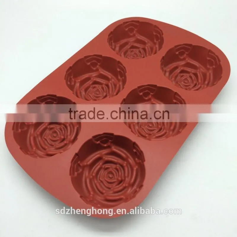 unique rose shape food grade silicone soap candle chocolate jelly cake mold
