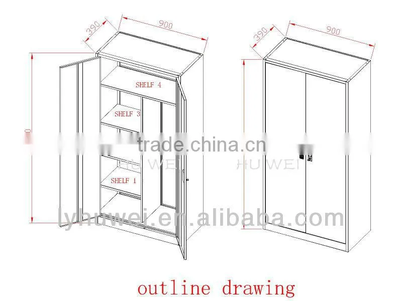 KD structure modern school furniture metal latest wardrobe door design