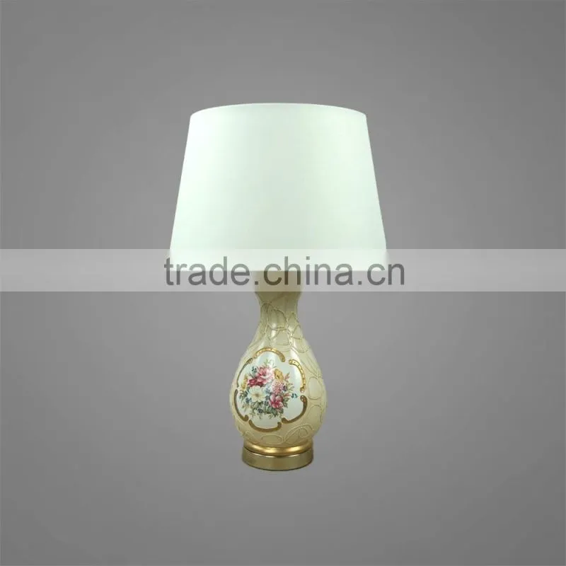 Metal Base In Antique Brass Ceramic Body With Fabric Lampshade Modern Stlyle Decorative Table Lamp