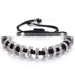 Fashion gold plated zircon stoppers macrame bracelet braided rope, 18k gold jewellery wholesale charm bracelet