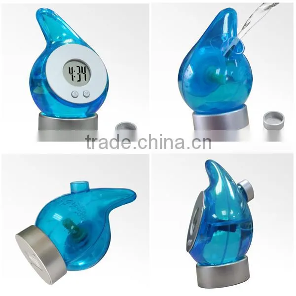 Water Drop Shaped Eco-friendly Water Powered Clock