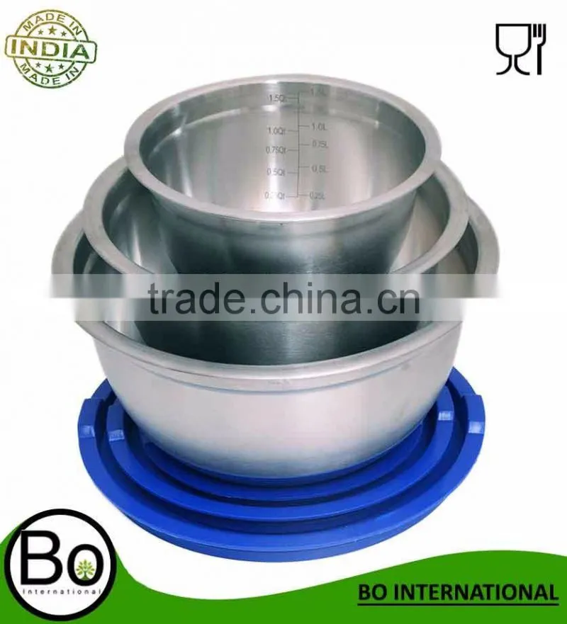 4pcs Stainless Steel Mixing Bowl Set With Measuring Scale
