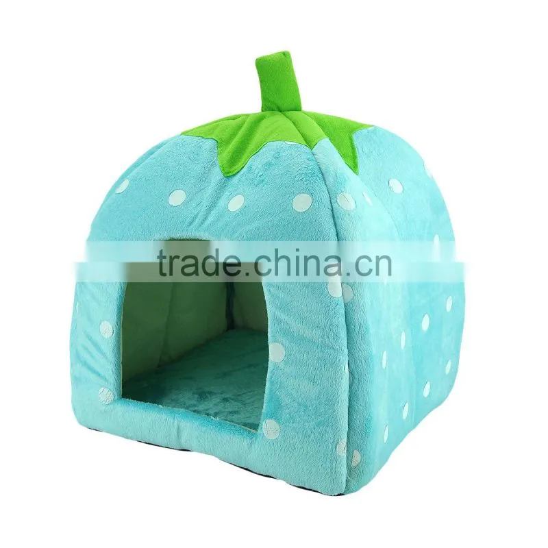 New Arrival Red Foldable Sponge Pet Dog Cat House Tent Bed Strawberry Shape Warm Kennel L