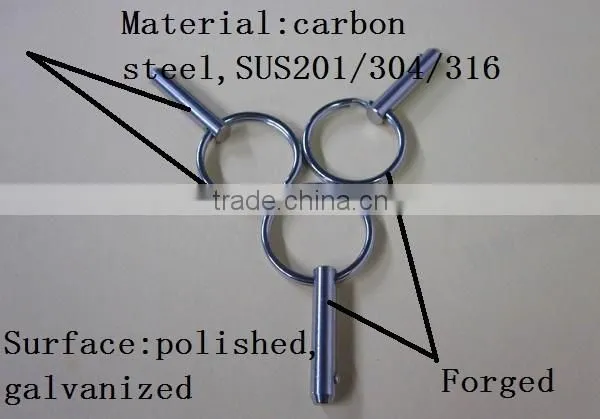 wells hardware zinc nickle plated or ss316 safety lock linch pin rigging