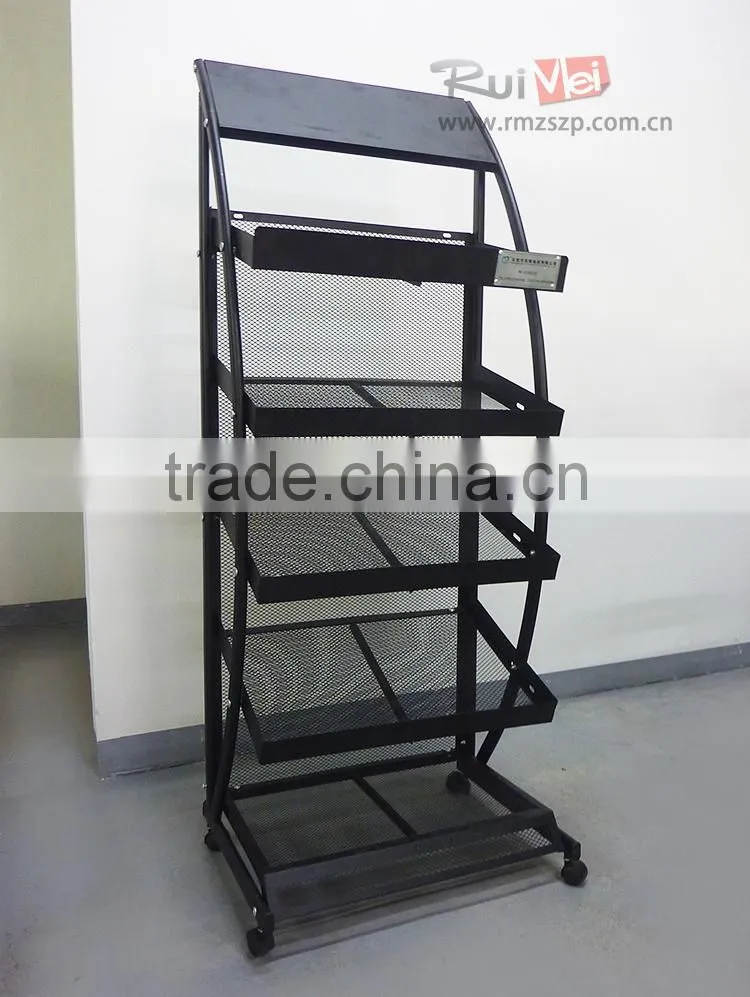 5-tier solid metal floor diamond newspaper display holder