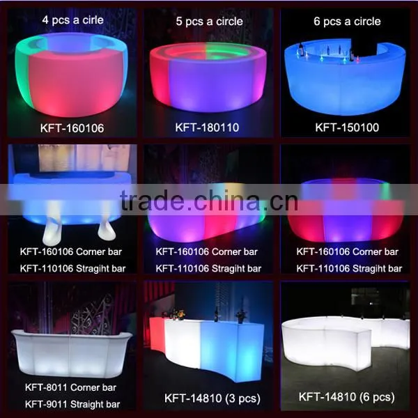 LED lighting night club table plastic outdoor cocktail bar furniture
