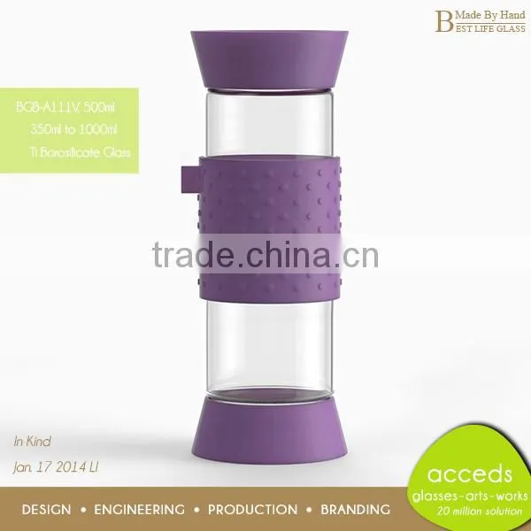 Hand Made Glass Drinking Bottles With Lids