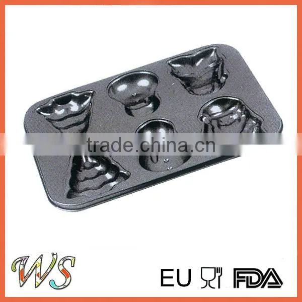 6 Cups Non-stick Carbon Steel Cake Baking Pans