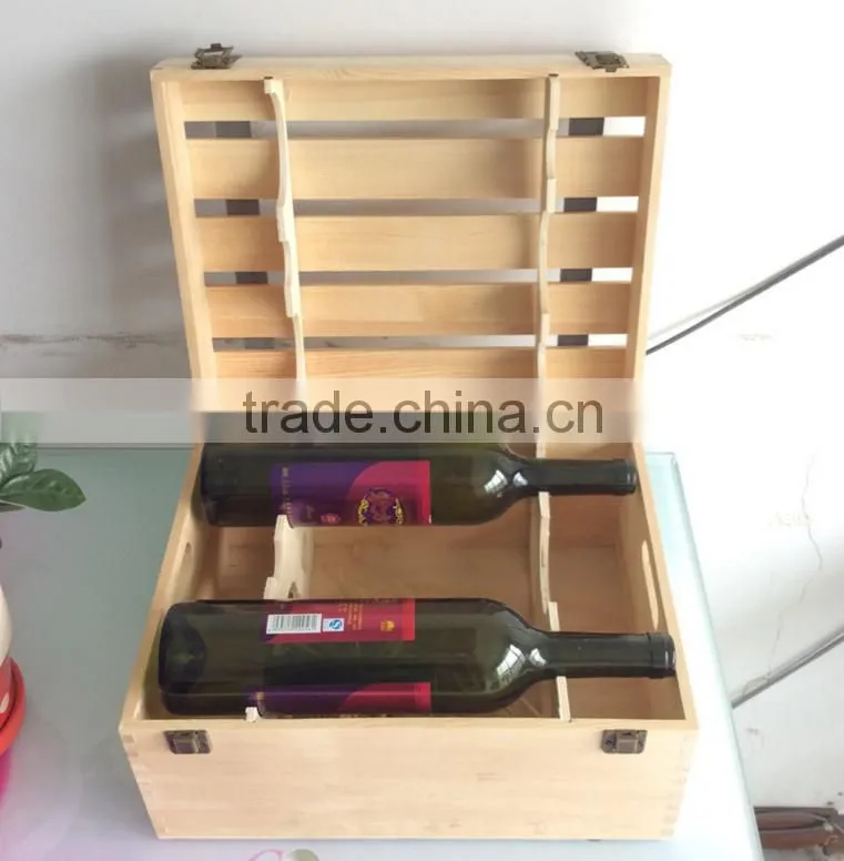Two layers of six bottles wooden boxes