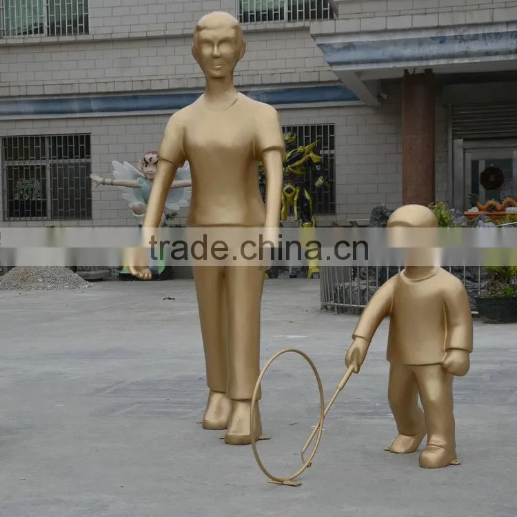 Fiberglass children play sculpture statue