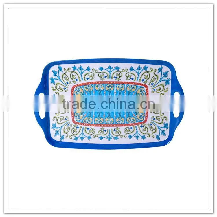 14" Middle- East stylish royal food handled hard plastic tray