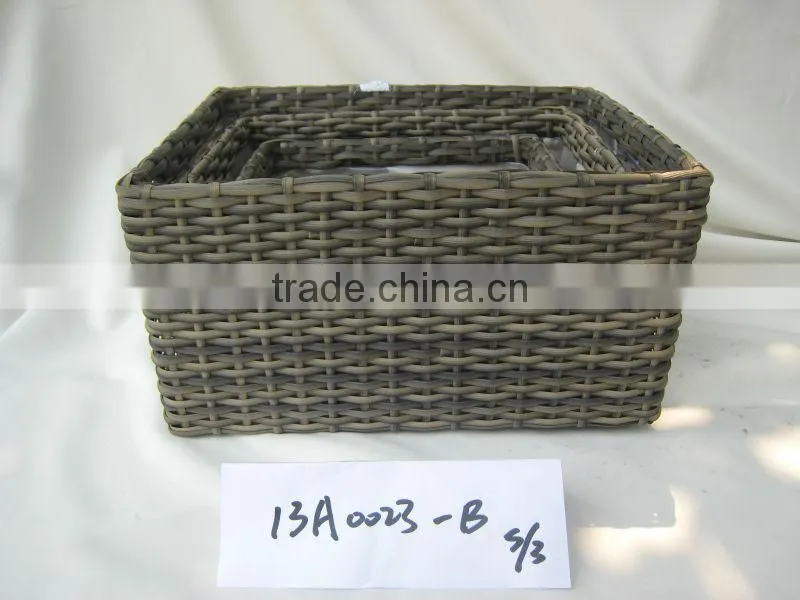 Square PE Plastic Rattan Material Storage Basket Plant Pot