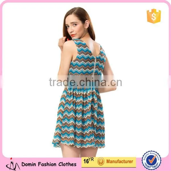 Geometric Wave Pattern Printed Custom Knitted Dress
