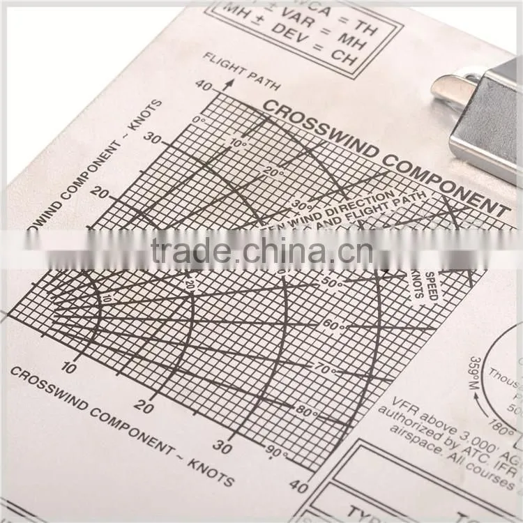 Kearing brand rectangular aluminium aviation kneeboard with accurate scale for pilot training