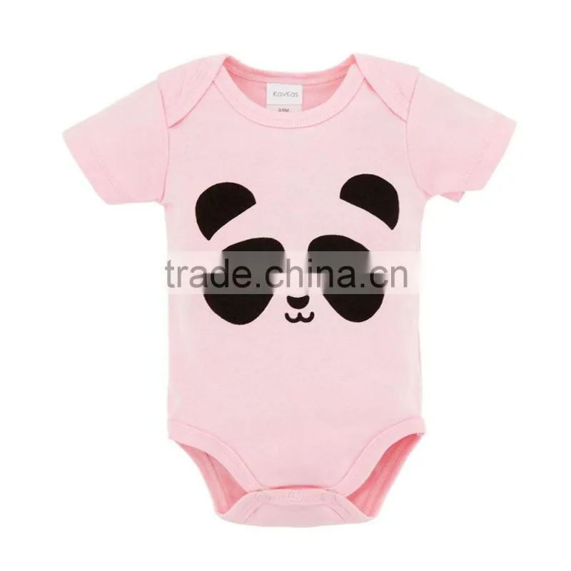 Cute Factory Baby Clothes Summer 100%Cotton Short Sleeves with Animal Prints Newborn Infant Baby Bodysuits