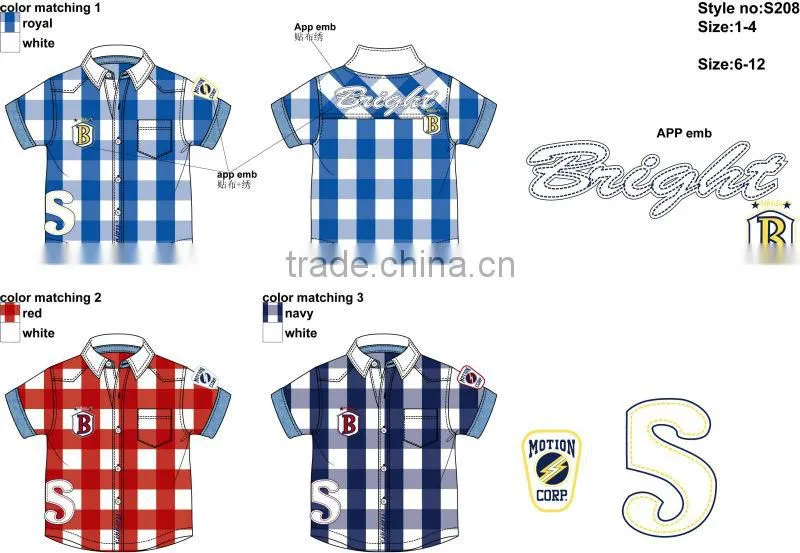 Wholesale new summer styled boy shirt check design fashion shirt for little boys