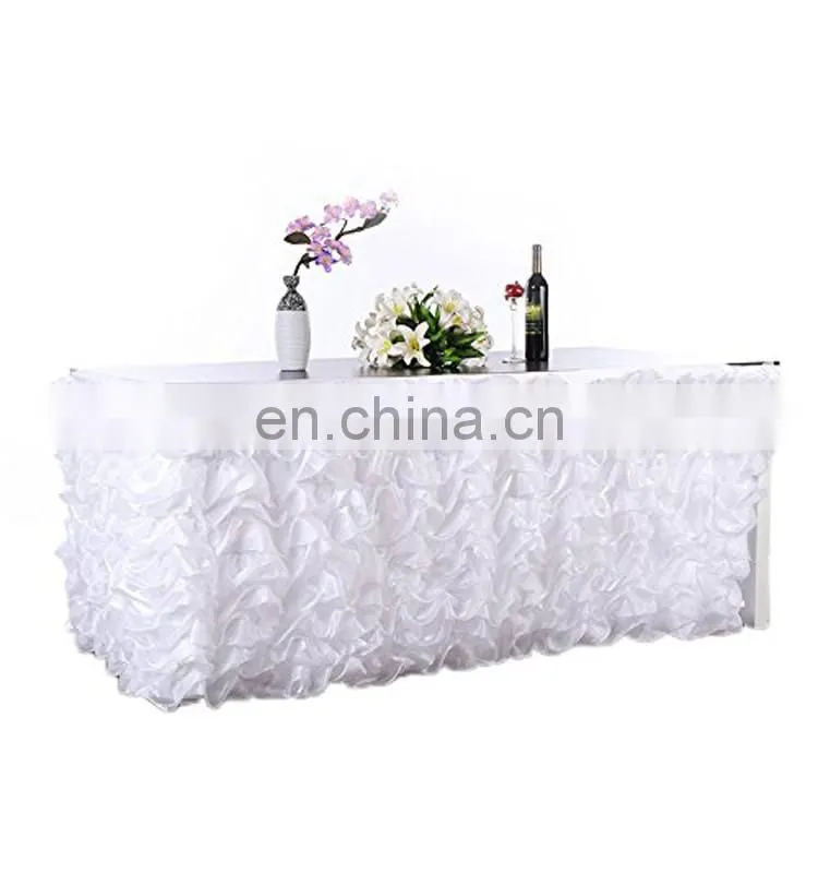 Fancy Wedding Banquet Organza Ruffled Table Skirt