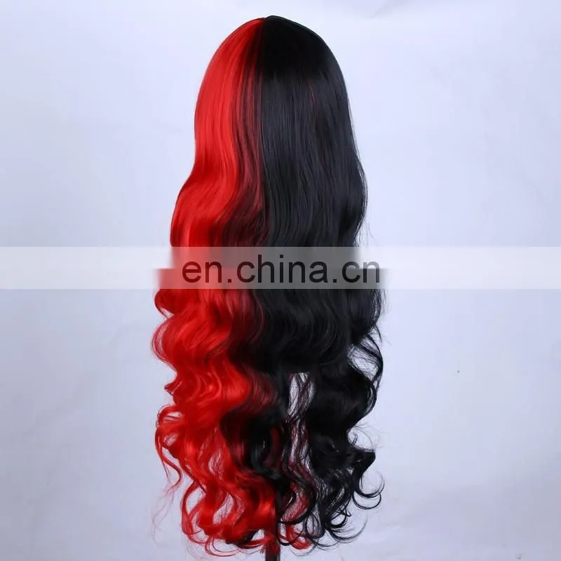 wholesale rad black Mix Cosplay Curly synthetic wig
