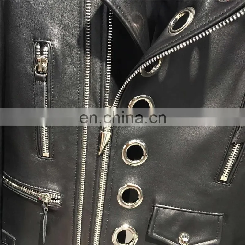 Custom Design Women Black Leather Jacket Custom Made Leather Jacket