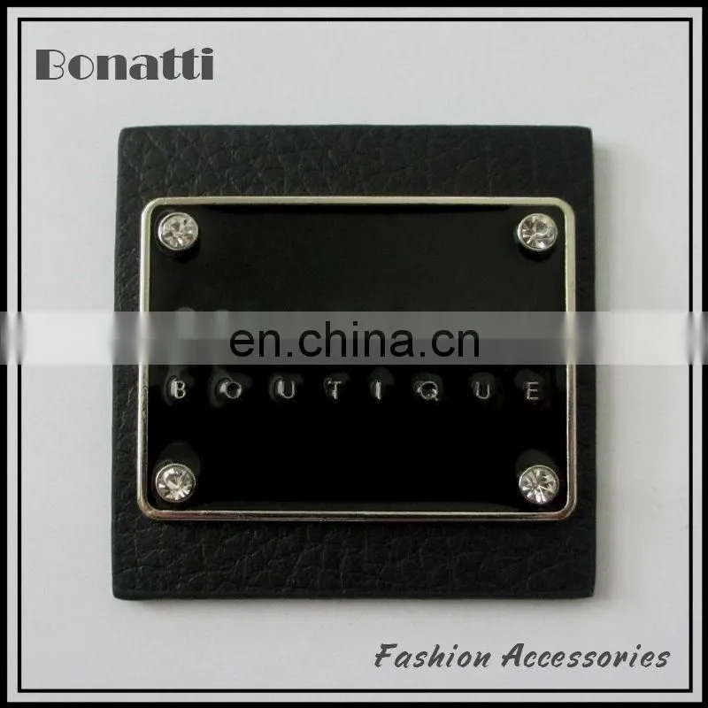 high quality pu leather labels with rhinestone for bags shoes and jeans