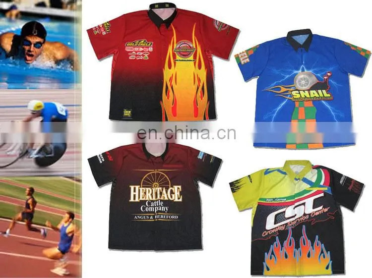 wholesale sublimated button up racing shirts