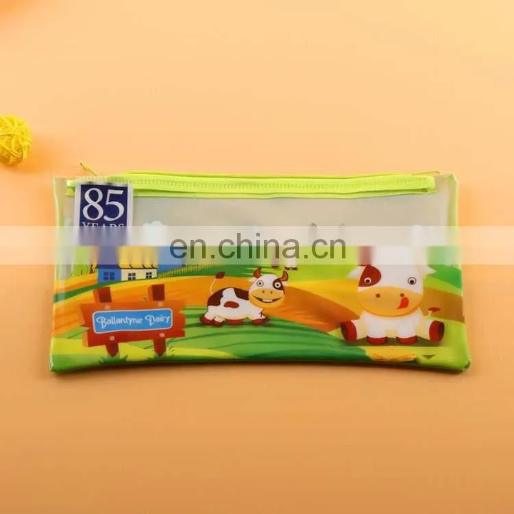 Hot sale cute coloring printing pvc zipper bag for pencil/pen packing PVC plastic bag with zipper