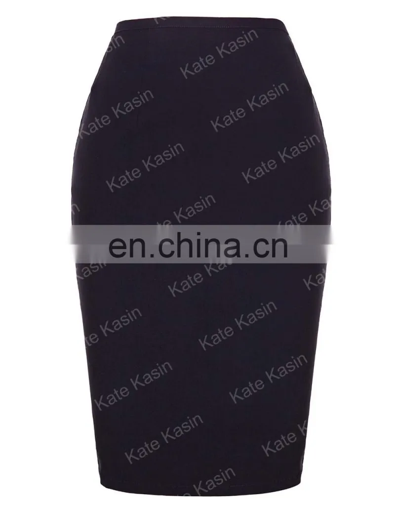 Kate Kasin Occident Women's Solid Color High Stretchy Hips-Wrapped Pencil Skirt 24" KK000277-1